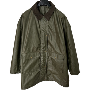 Dunnes Dublin Waxed Green Canvas Corduroy Collar Raincoat Men’s XL
